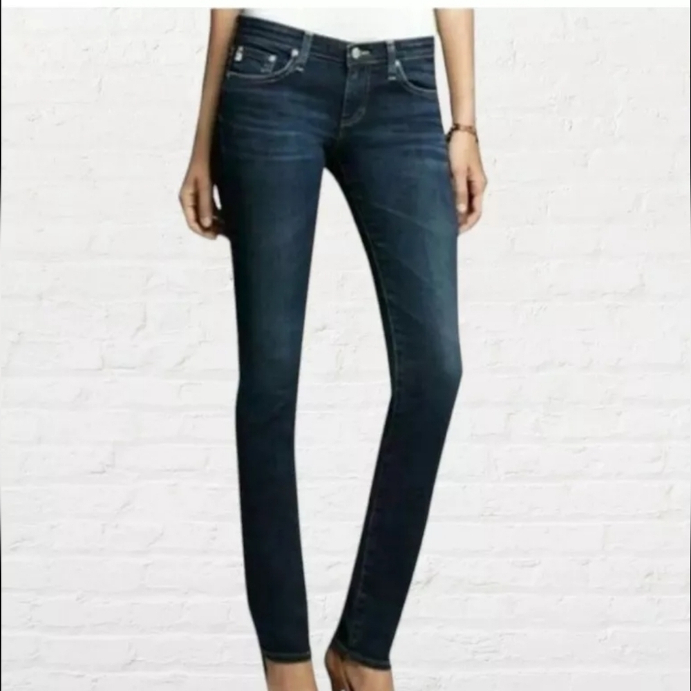 New Adriano Goldschmied The Premiere Skinny Straight Darkwash Jeans Size…